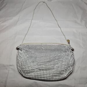White Enamel 80s Mesh Glomesh style purse handbag Pouch‎ VINTAGE alumesh